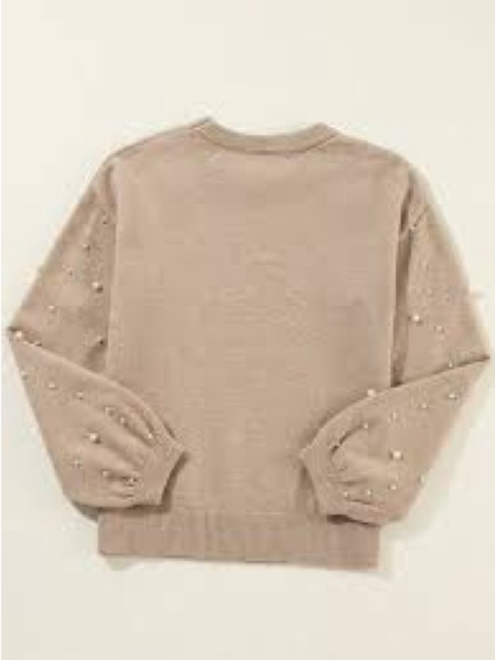 Pearl-Embellished Crewneck Sweater in Coral